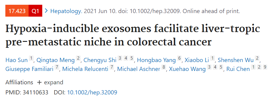缺氧诱导的外泌体促进结直肠癌中的嗜肝转移前生态位