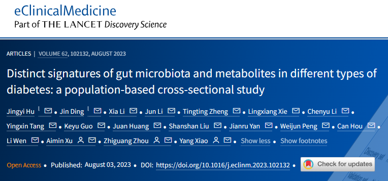 客户案例 | 基于人群的横断面研究不同类型糖尿病的肠道微生物群和代谢物特征