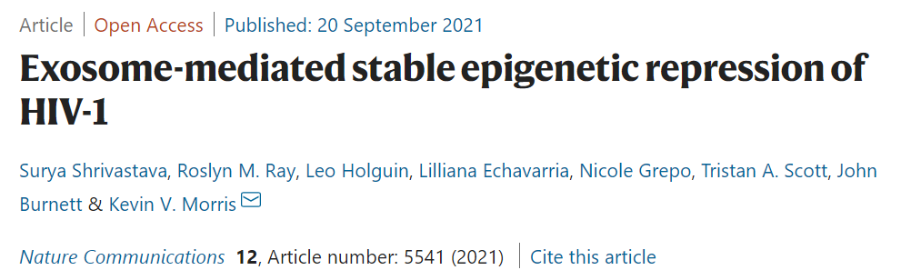 外泌体递送mRNA，可实现对艾滋病病毒的稳定抑制！