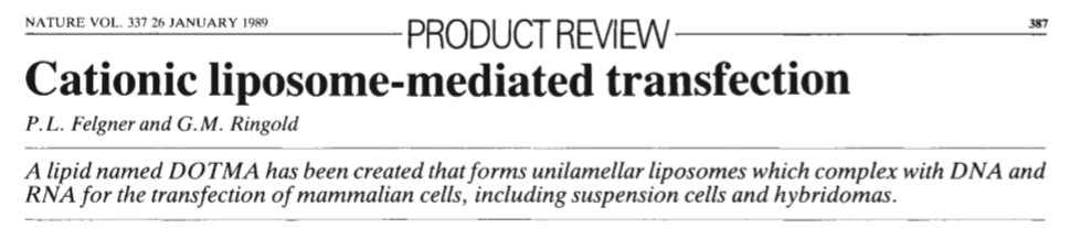 RNA 脂质体磷脂 DOTMA、DMG 应用