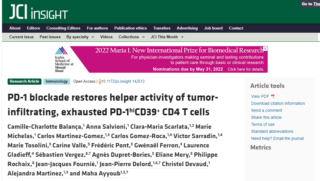 PD-1能够影响TIL活性以及CD8+和CD4+的作用