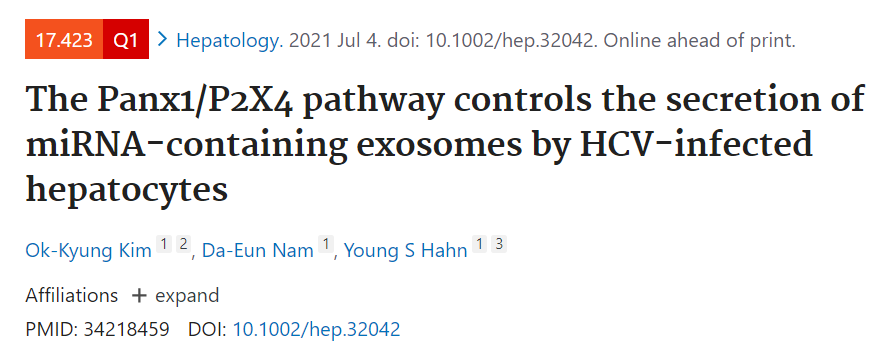 Panx1-P2X4轴调控HCV感染的肝细胞分泌外泌体