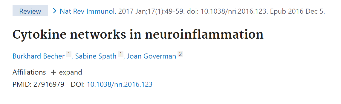 神经炎症中的细胞因子网络