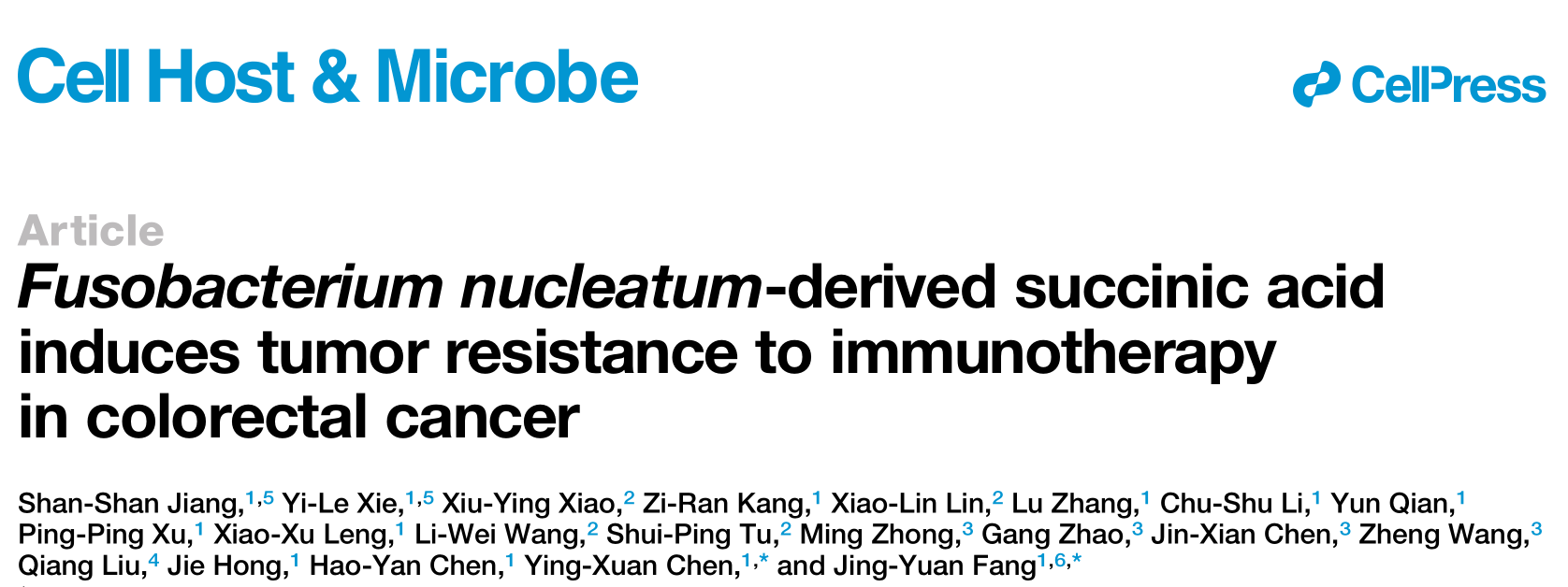 客户案例 | IF 30：具核梭杆菌通过代谢产物琥珀酸促进结直肠癌免疫治疗耐药