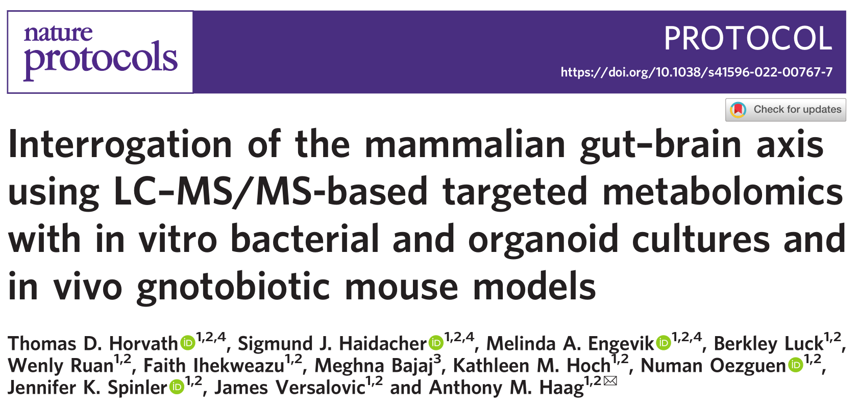 Nature Protocols | “肠-脑轴”靶向代谢组学研究–如何破局？