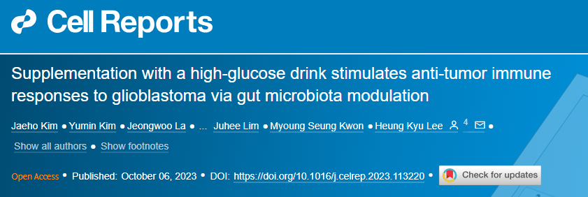肠道菌群又立大功！高糖饮料摄入可以缓解脑部肿瘤！