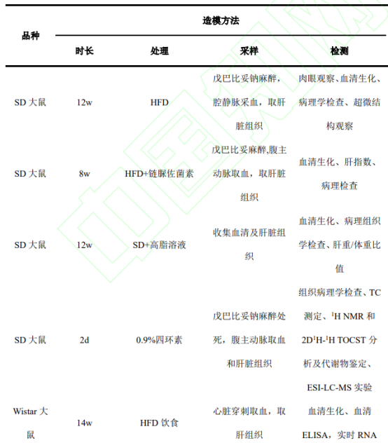 动物模型合集 | 非酒精性脂肪肝动物模型