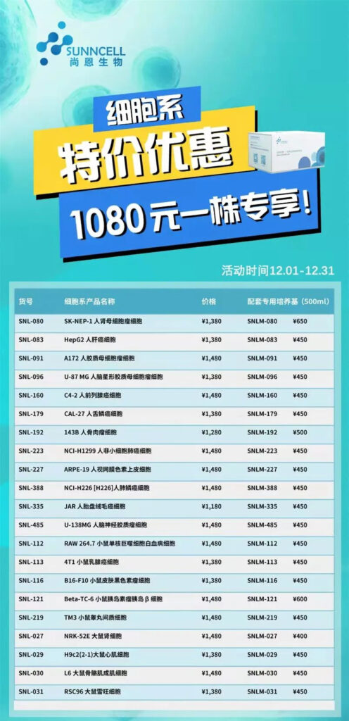 细胞系1080元特惠来袭！！！