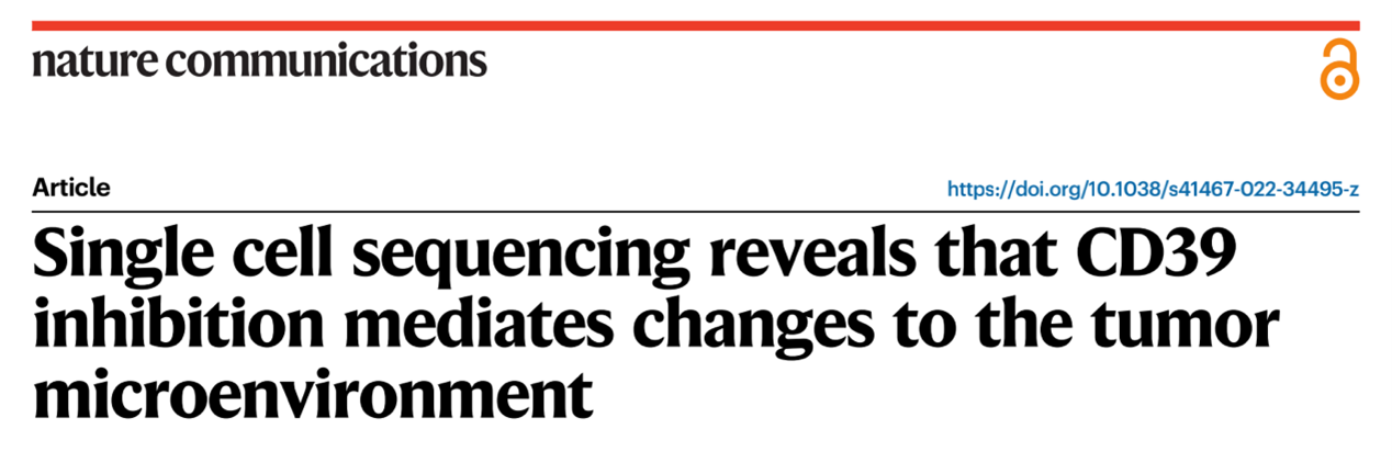 单细胞测序显示CD39抑制介导肿瘤微环境的变化