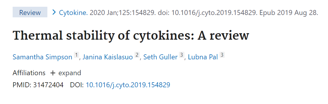 细胞因子稳定性的相关研究