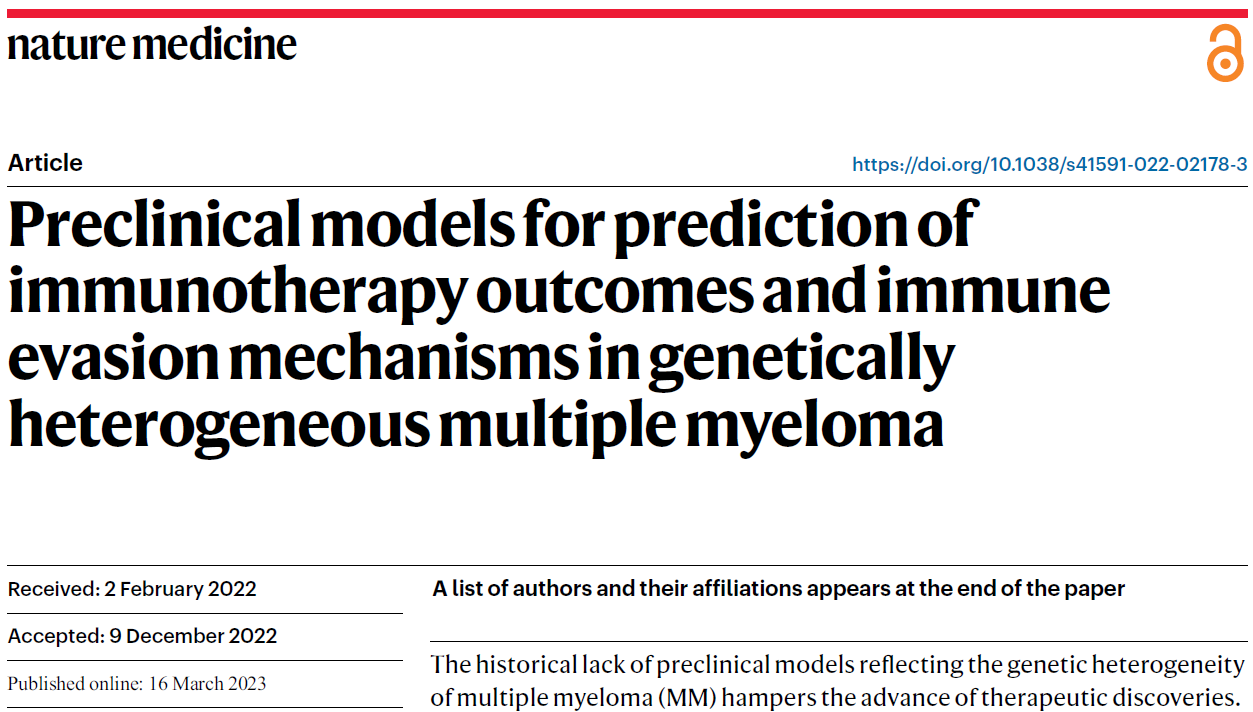多发性骨髓瘤MM新进展（模型建立）
