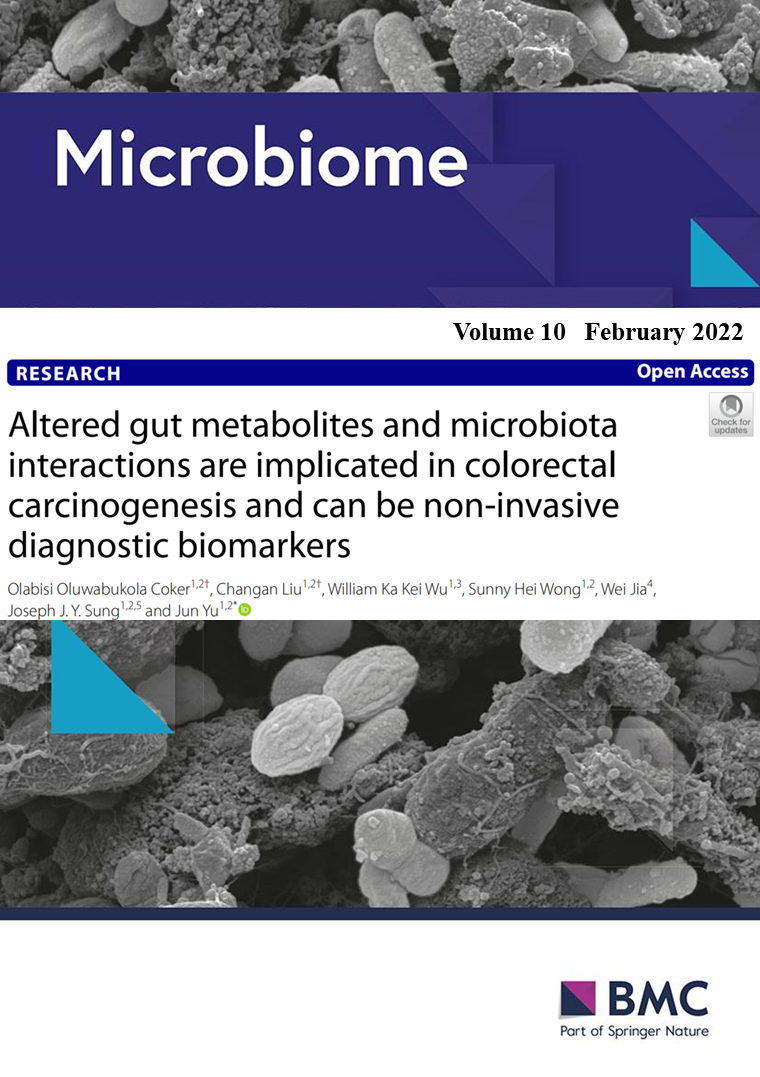 客户案例 | Microbiome：代谢物与菌群的相互作用或是结直肠癌潜在诊断标志物