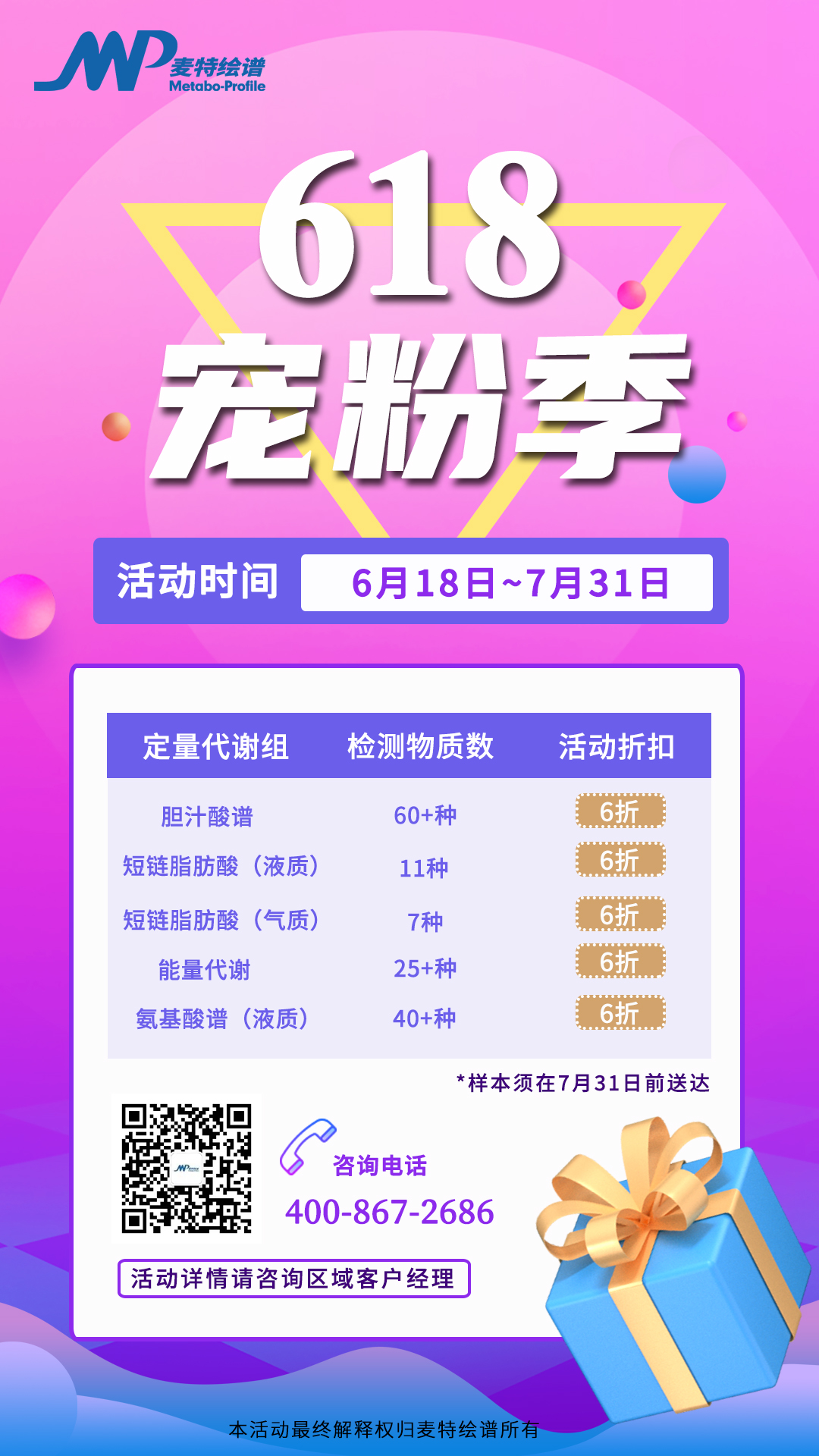 618宠粉季 | 定量代谢组6折盛宴，至诚回馈，值此一夏！