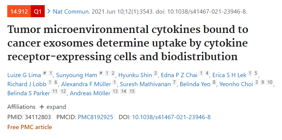 肿瘤微环境细胞因子结合癌症外泌体决定其摄取和生物分布