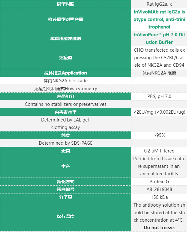 anti-mouse NKG2A/C/E单克隆抗体