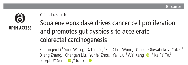Gut丨角鲨烯环氧酶通过促进细胞增殖和肠道菌群失调加速CRC进展