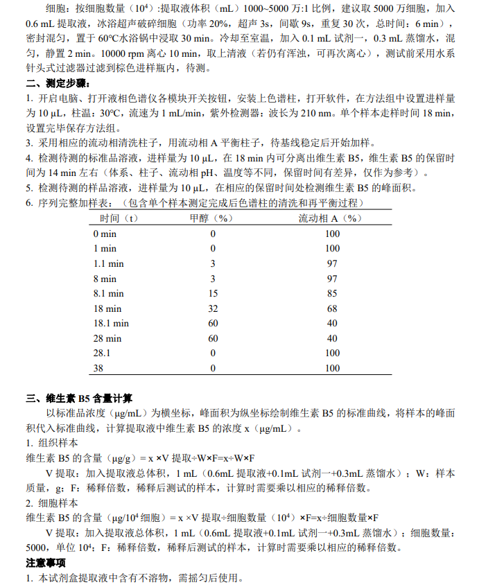 维生素B5含量检测试剂盒