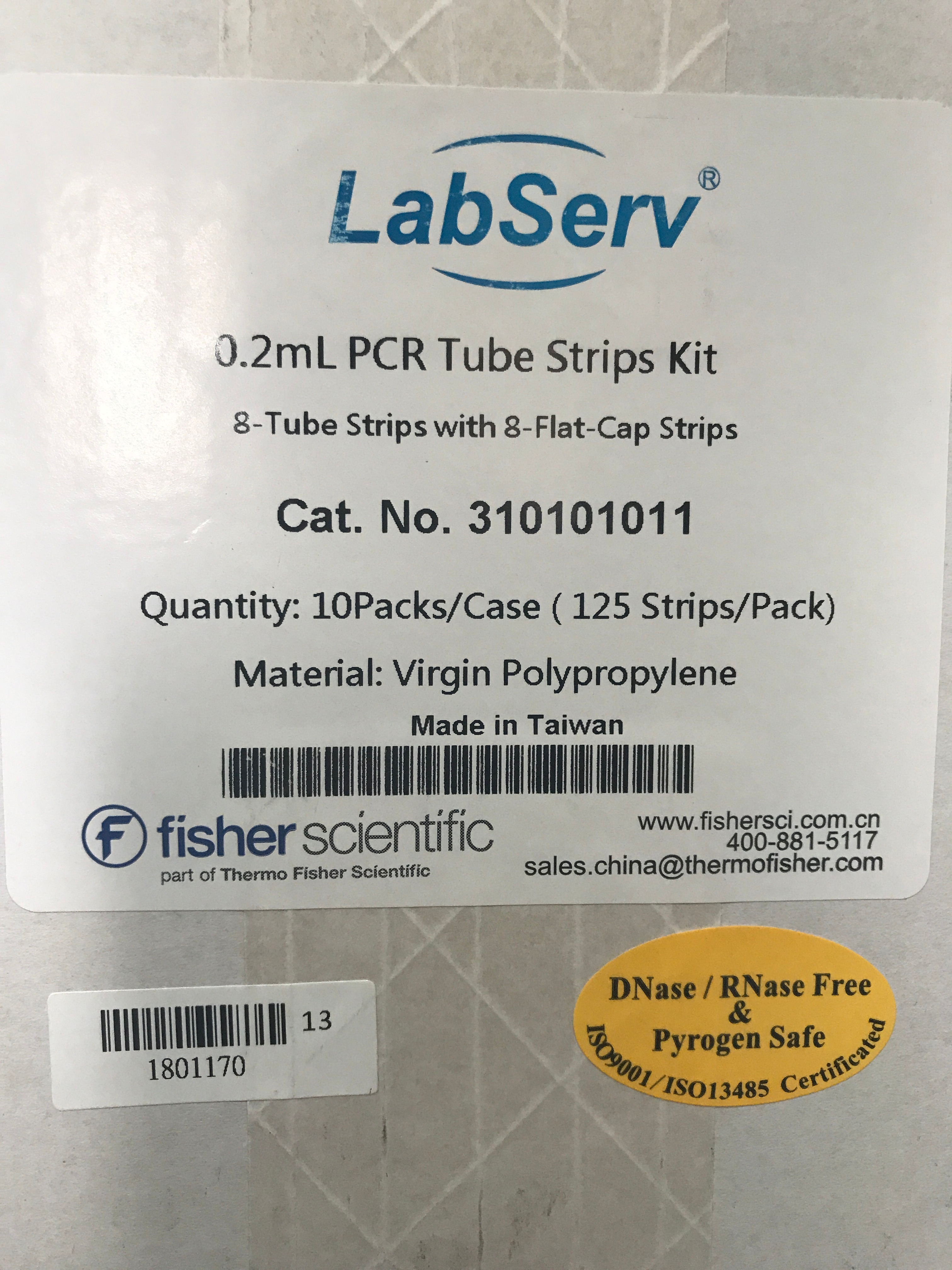 Fisher货号310101011现货0.2ml平盖PCR八