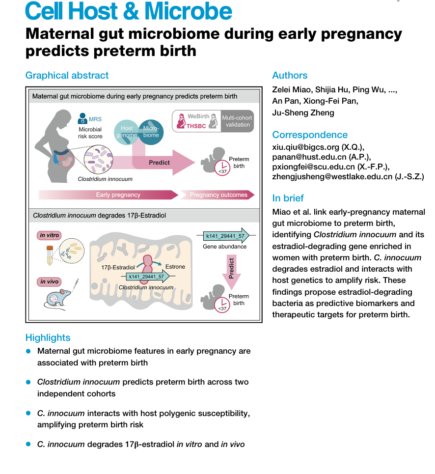 高分文献解读——妊娠早期母体肠道微生物群研究