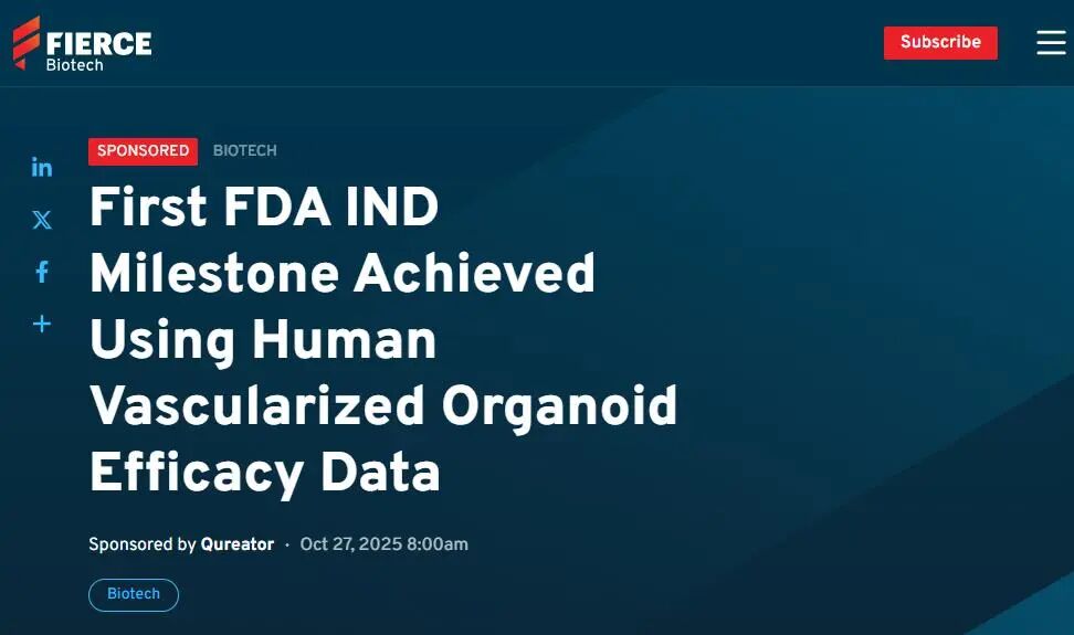 重磅！FDA 首批无动物实验 IND，血管化类器官芯片开启研发新赛道