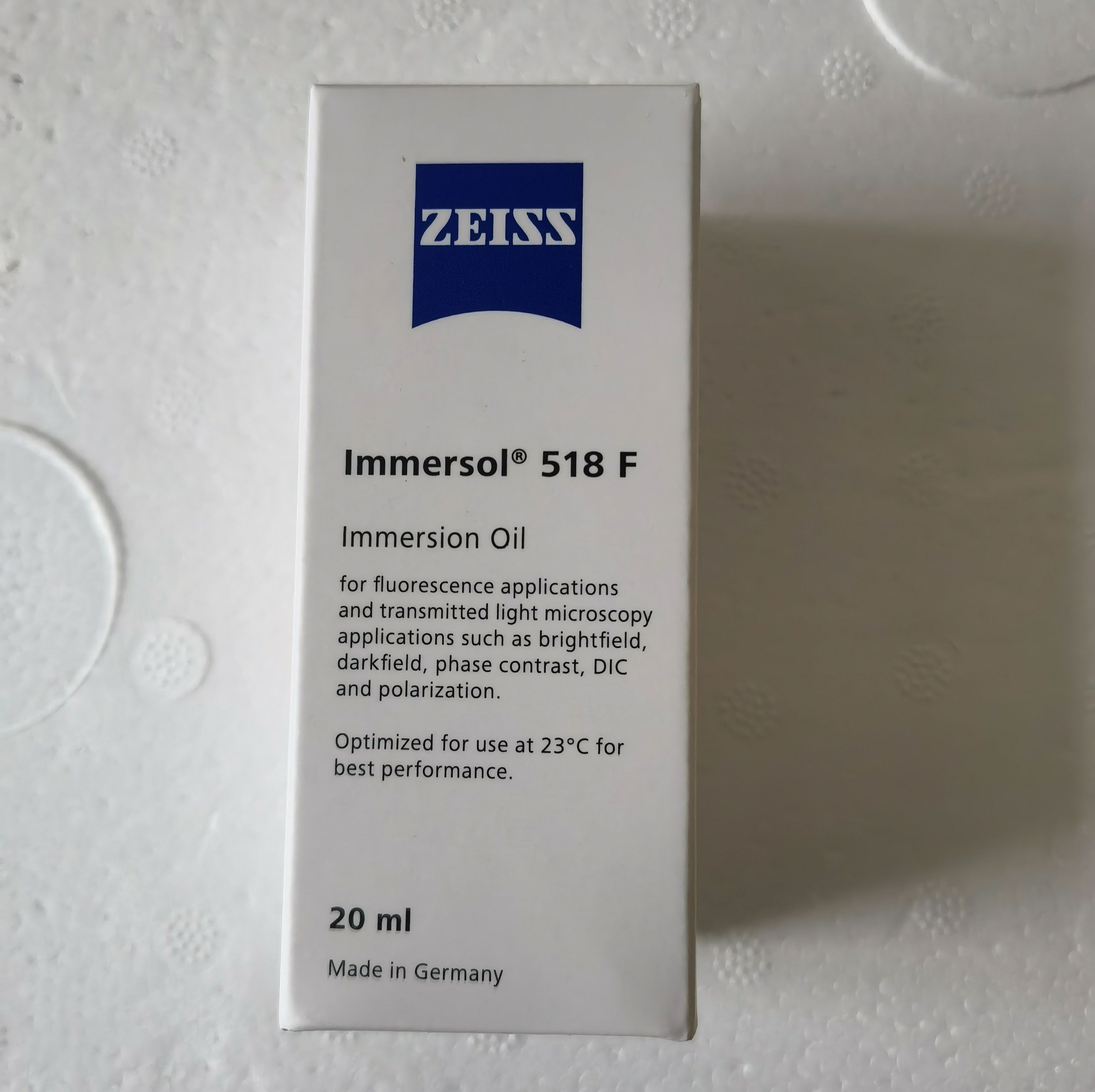 蔡司 ZEISS 无荧光镜油 Zeiss Immersol 518F for 23°C fluorescence free