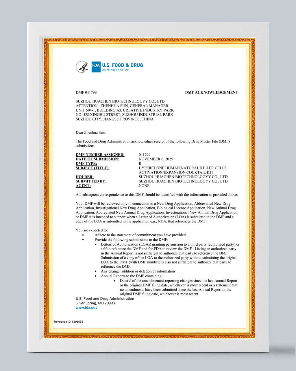 喜报 | 华辰生物NK细胞制备体系获美国FDA DMF备案,推动细胞治疗产业标准化发展