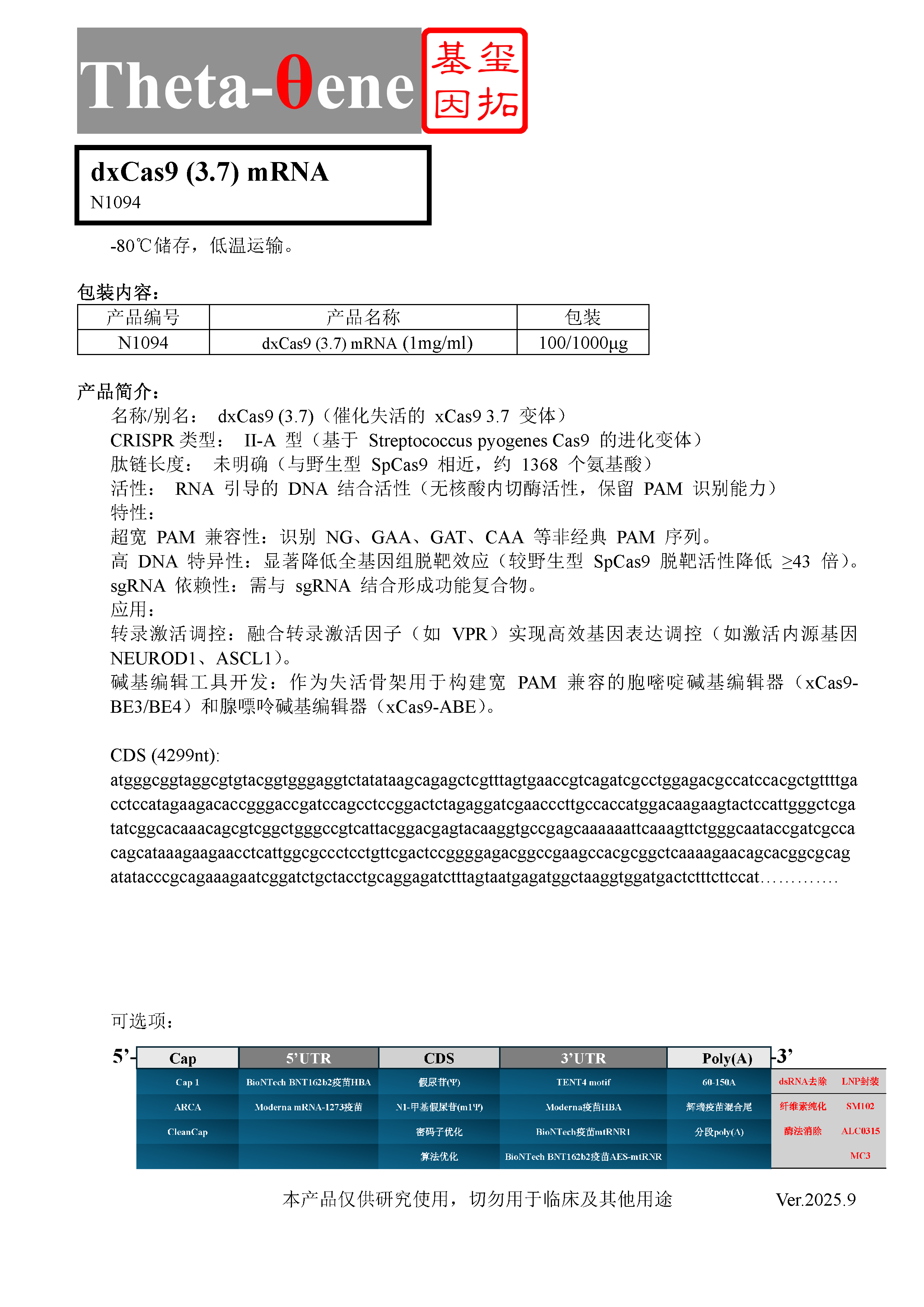 dxCas9 (3.7) mRNA