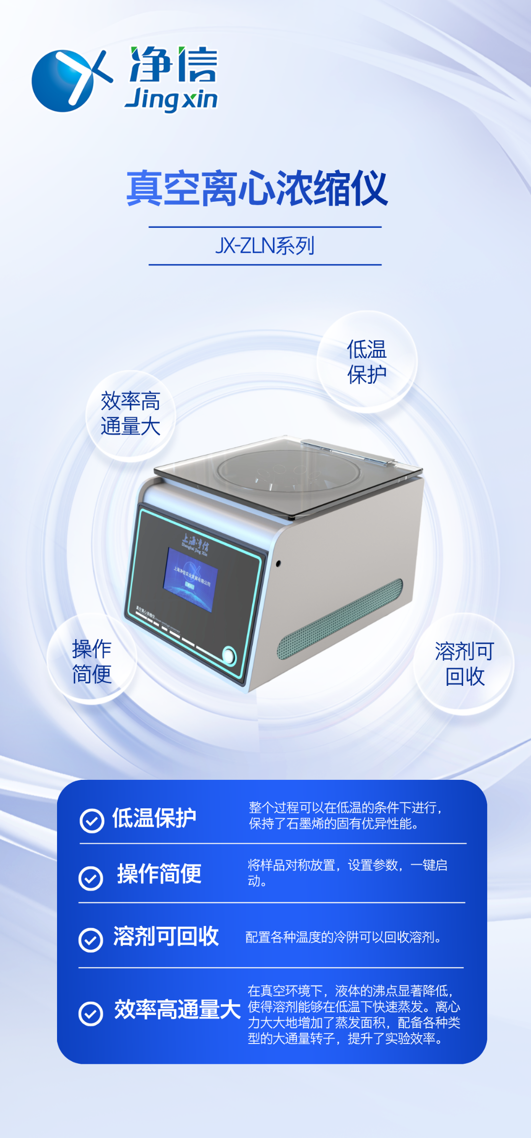 低温浓缩 + 实时监控:净信真空离心浓缩仪适配石墨烯实验需求
