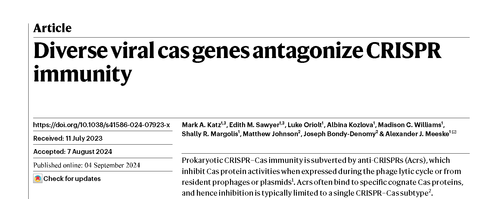 破解Acr起源之谜：Cas基因被病毒“盗用”成自身克星