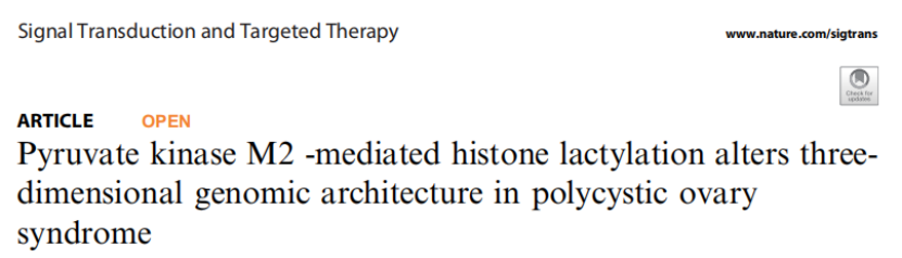 IF=52.7！黄荷凤院士团队等揭示PKM2介导组蛋白乳酸化调控多囊卵巢综合征机制
