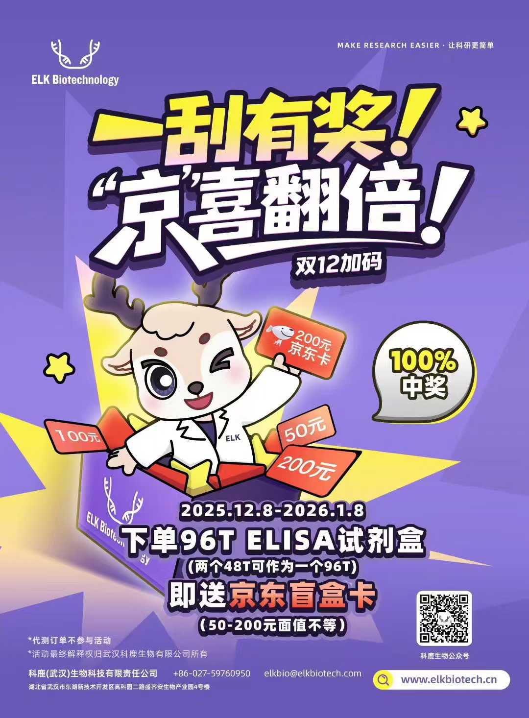 购买 96T ELISA试剂盒，获赠京东卡，面值随机