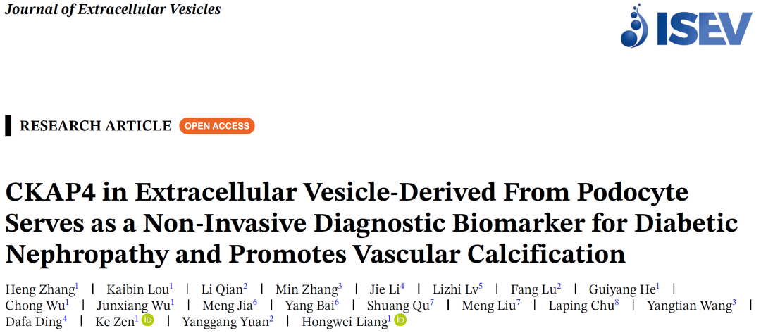 项目文章 | 中国药科大学生科院梁宏伟团队重磅研究，尿液EV蛋白组挖掘糖尿病肾病的非侵入性诊断标志物