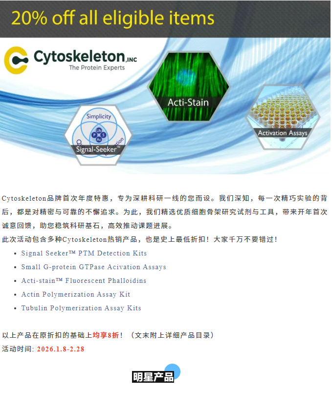 八折！Cytoskeleton Inc.热销产品大促来袭