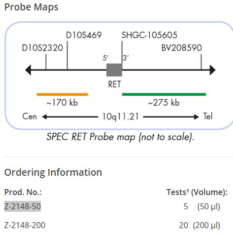 ZytoLight  SPEC RET Dual Color Break Apart Probe 