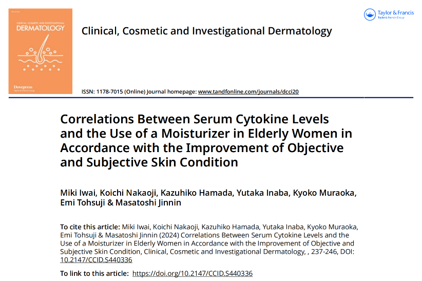 Clin Cosmet Inv Derm | 保湿剂对老年女性皮肤状态及血清细胞因子水平影响的相关研究