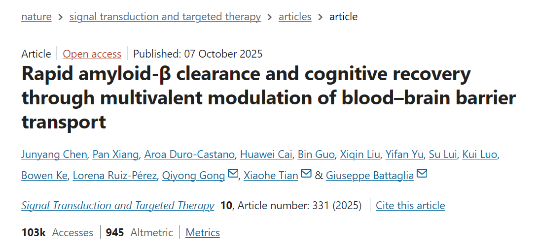 【IF 52.7】突破血脑屏障！新型纳米疗法为阿尔茨海默病治疗带来革命性突破 ——Absin 产品助力关键机制验证