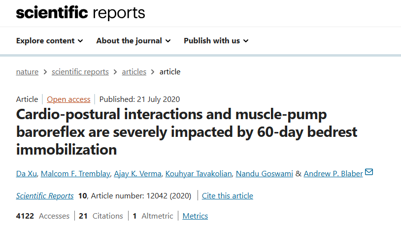 Omegawave BOM-L1TRW近红外组织血氧仪助力研究卧床休息对心血管与姿势控制的影响
