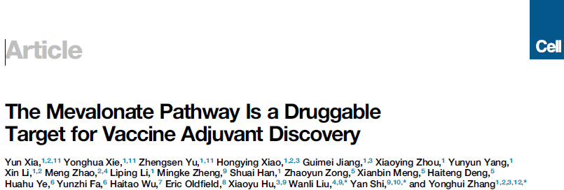 Cell：甲羟戊酸通路可作为新型疫苗佐剂的理性设计药物靶点