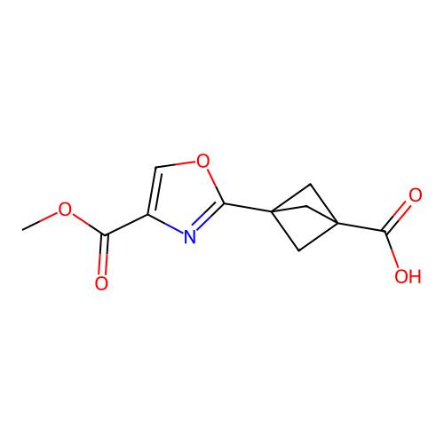3-(4-methoxycarbonyloxazol-2-yl)bicyclo[1.1.1]pentane-1-carboxylic acid，1980053-58-4，97%，阿拉丁产品图