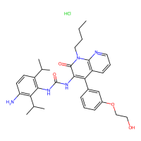 1-[3-amino-2,6-bis(propan-2-yl)phenyl]-3-{1-butyl-4-[3-(2-hydroxyethoxy)phenyl]-2-oxo-1,2-dihydro-1,8-naphthyridin-3-yl}urea hydrochloride，Moligand™，阿拉丁