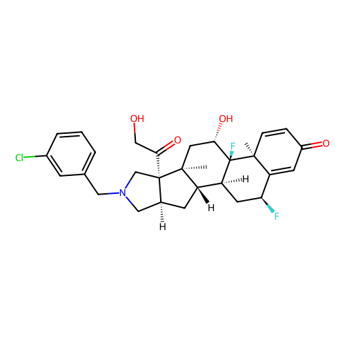(1S,2S,4R,8S,9S,11S,12R,13S,19S)-6-[(3-chlorophenyl)methyl]-12,19-difluoro-11-hydroxy-8-(2-hydroxyacetyl)-9,13-dimethyl-6-azapentacyclo[10.8.0.02,9.04,8.013,18]icosa-14,17-dien-16-one，Moligand™，阿拉丁产品图