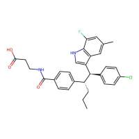 N-(4-((1S)-1-((R)-(4-Chlorophenyl)(7-fluoro-5-methyl-1H-indol-3-yl)methyl)butyl)benzoyl)-beta-alanine,1019112-29-8,阿拉丁