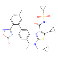 N-(cyclopropanesulfonyl)-5-cyclopropyl-2-[(cyclopropylmethyl)[(1R)-1-[5'-methyl-2'-(5-oxo-2,5-dihydro-1,2,4-oxadiazol-3-yl)-[1,1'-biphenyl]-4-yl]ethyl]amino]-1,3-thiazole-4-carboxamide，Moligand™，阿拉丁