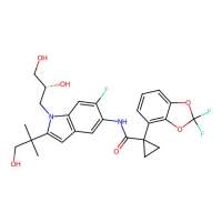 1-(2,2-difluoro-1,3-benzodioxol-4-yl)-N-[1-[(2R)-2,3-dihydroxypropyl]-6-fluoro-2-(2-hydroxy-1,1-dimethyl-ethyl)indol-5-yl]cyclopropanecarboxamide，1419101-35-1，阿拉丁