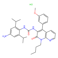 1-[4-amino-2,6-bis(propan-2-yl)phenyl]-3-[1-butyl-4-(3-methoxyphenyl)-2-oxo-1,2-dihydro-1,8-naphthyridin-3-yl]urea hydrochloride，Moligand™，阿拉丁