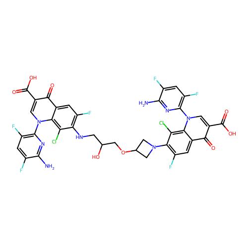 1-(6-amino-3,5-difluoro-2-pyridyl)-7-[[3-[1-[1-(6-amino-3,5-difluoro-2-pyridyl)-3-carboxy-8-chloro-6-fluoro-4-oxo-7-quinolyl]azetidin-3-yl]oxy-2-hydroxy-propyl]amino]-8-chloro-6-fluoro-4-oxo-quinoline-3-carboxylic acid，1093185-35-3，阿拉丁产品图