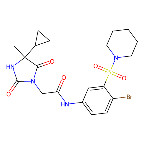 N-(4-Bromo-3-(piperidin-1-ylsulfonyl)phenyl)-2-(4-cyclopropyl-4-methyl-2,5-dioxoimidazolidin-1-yl)acetamide，Moligand™，阿拉丁产品图