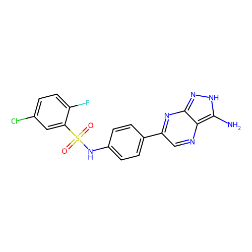 N-[4-(3-amino-2H-pyrazolo[3,4-b]pyrazin-6-yl)phenyl]-5-chloro-2-fluorobenzenesulfonamide，Moligand™，阿拉丁产品图