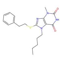3-Methyl-7-pentyl-8-(2-phenylethylthio)purine-2,6-dione，阿拉丁