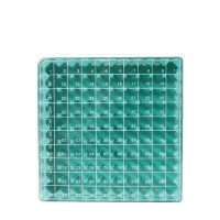 PC冷冻盒,i-Quip™, 材质:聚碳酸酯;长×宽×高:130×130×53mm;孔数:100(10×10);颜色:绿色;是否消毒:否;包装类型:热封袋;描述:适合存放1-2ml冻存管
